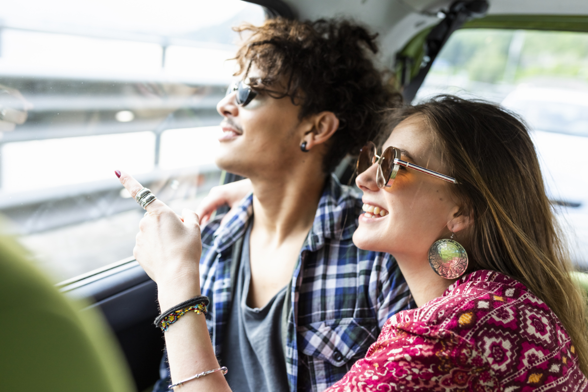 happy young couple traveling